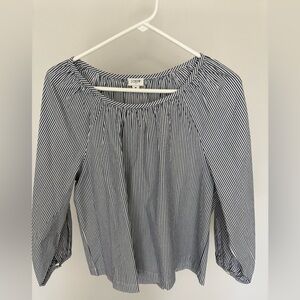 Women's J Crew popover Navy Striped Top